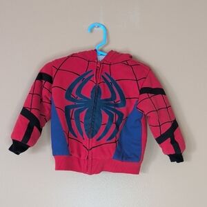 Marvel Spiderman Boys Sherpa Lined Zip Up Jacket Size 2T